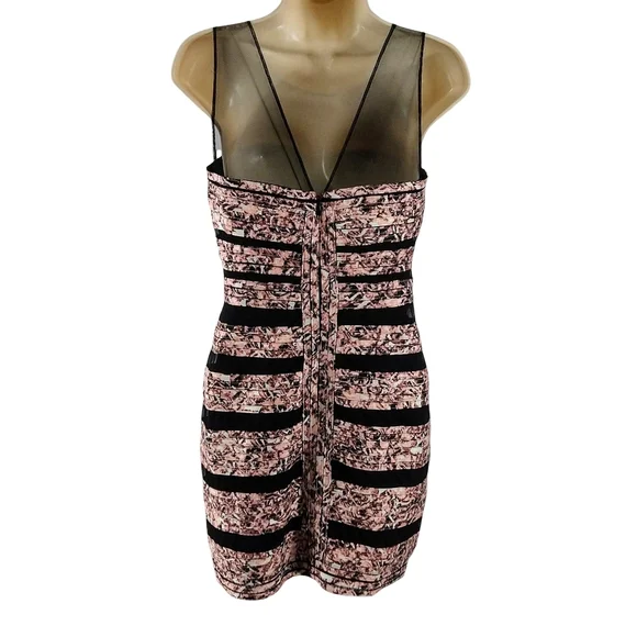 BCBGMAXAZRIA pink and black fitted cocktail dress - Picture 4 of 10